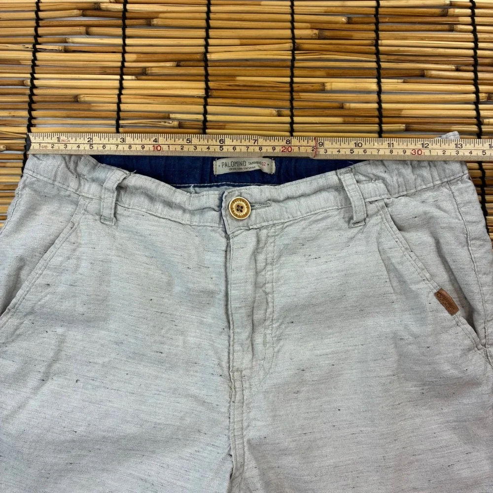 Palomino Boys Grey Slub Cotton Blend Shorts Size 12 Elastic Waist Speckled